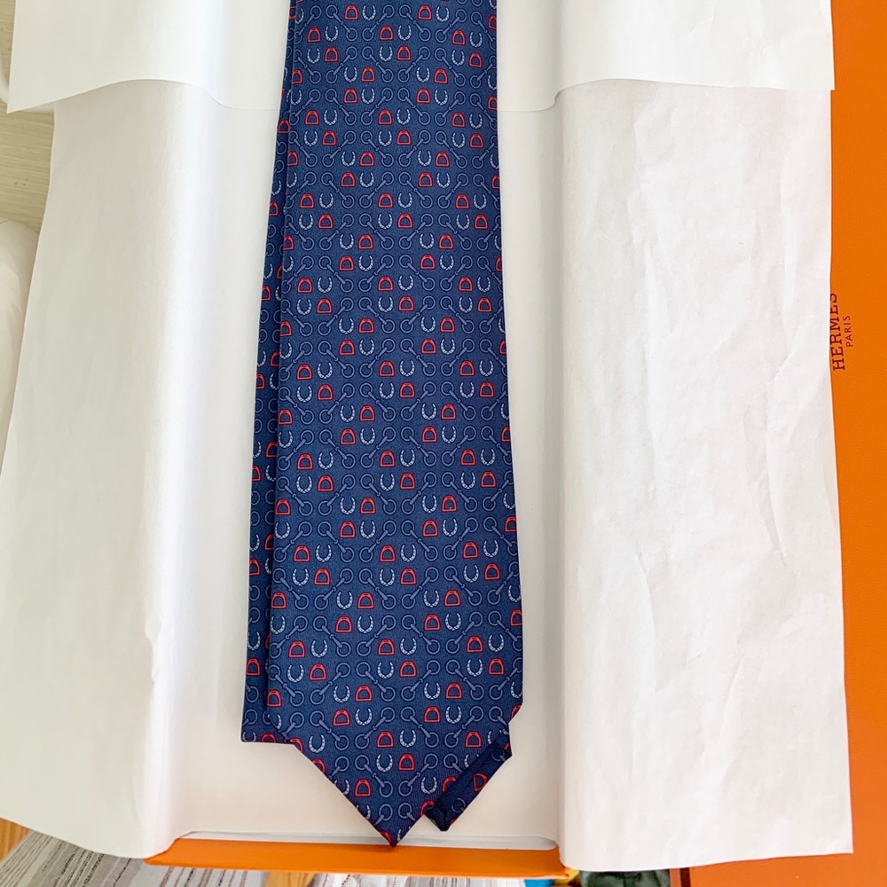 Hermès Blue Lucky Charms Tie New in Box